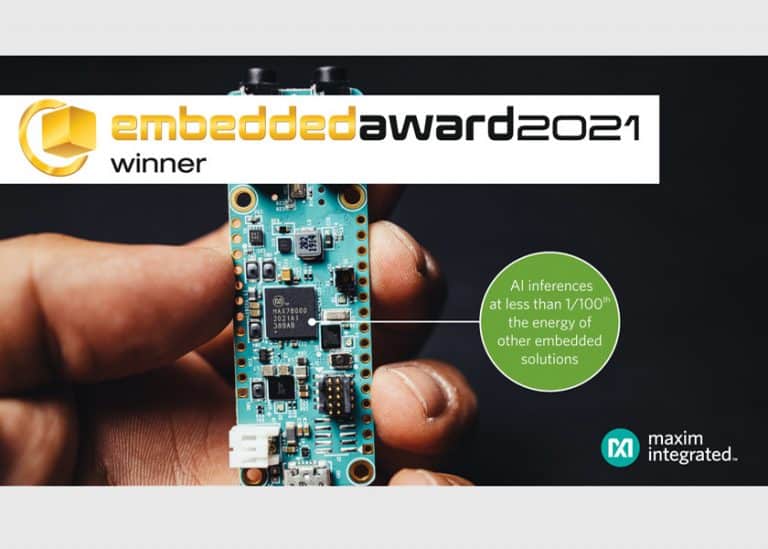 Il microcontrollore con rete neurale MAX78000 premiato con l’”embedded award 2021”