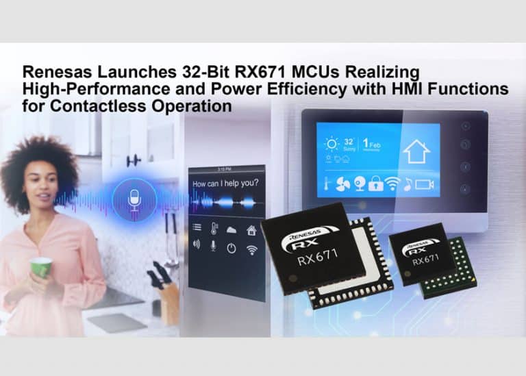 Da Renesas i microcontrollori a 32 bit RX671 con HMI per funzionamento contactless