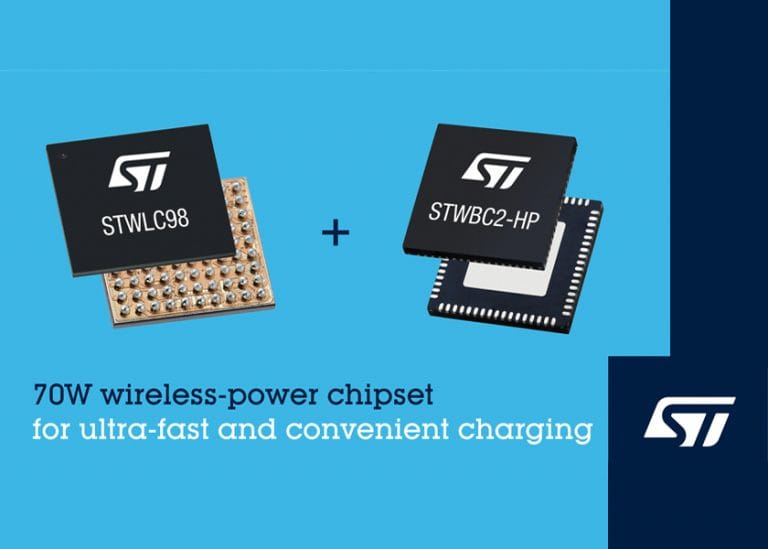 ST presenta un nuovo chipset di alimentazione wireless da 70 W che garantisce una ricarica più veloce