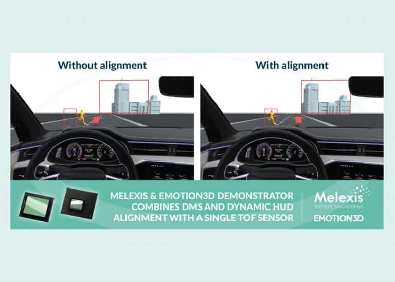 Melexis ed Emotion3D combinano l’allineamento dinamico degli oggetti DMS e HUD in un’unica telecamera