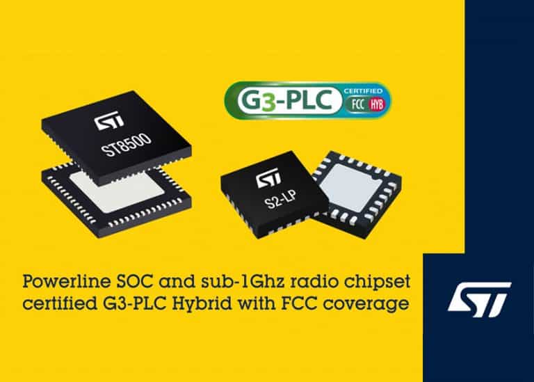 Il chipset ibrido G3-PLC di ST per le applicazioni di misurazione intelligente ottiene la certificazione FCC