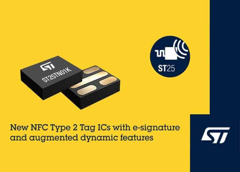 STMicroelectronics lancia i chip Tag NFC di tipo 2 con funzionalità di privacy e NDEF (NFC Data Exchange Format) migliorato