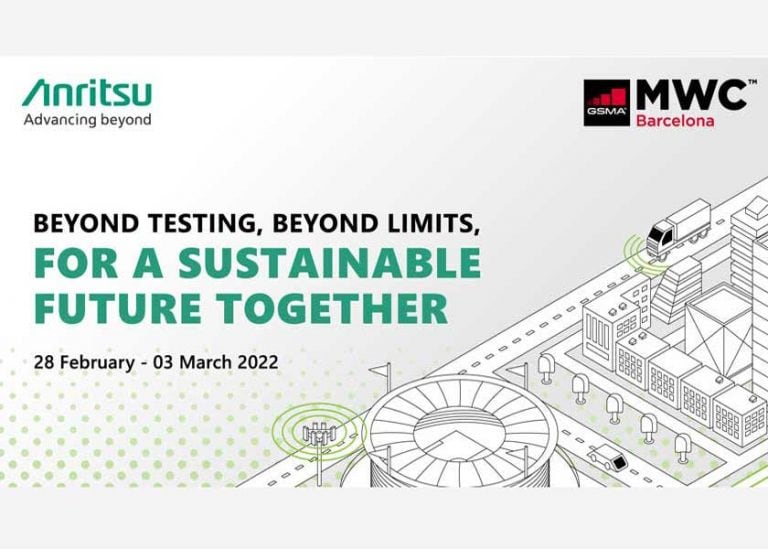 “Beyond testing, beyond limits, for a sustainable future together” è il claim di Anritsu per il MWC 2022