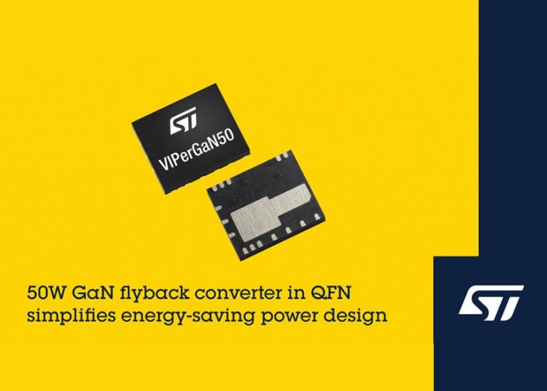 Il convertitore GaN da 50 W di ST per alimentatori ad alta efficienza in applicazioni industriali e di consumo