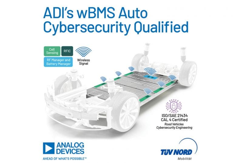 Il BMS Wireless di Analog Devices ottiene la massima certificazione di cybersecurity per il settore automotive