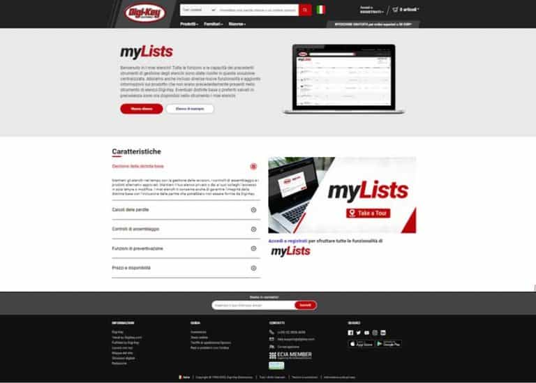 Digi-Key Electronics introduce i preventivi myLists