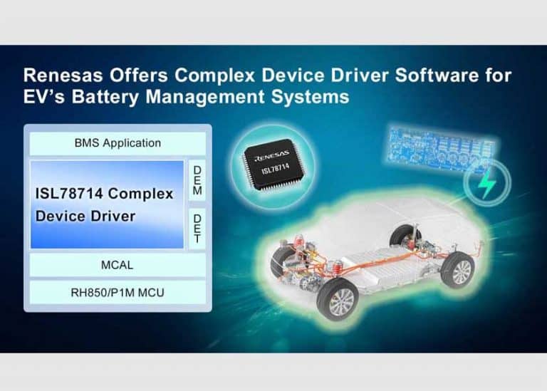 Renesas lancia un software CDD conforme AUTOSAR per semplificare lo sviluppo di sistemi di gestione batteria per veicoli elettrici