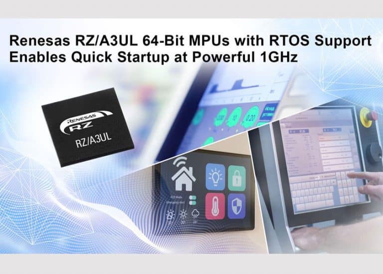 Renesas presenta i potenti MPU a 64 bit da 1GHz RZ/A3UL con supporto RTOS, HMI ad alta definizione e avvio rapido