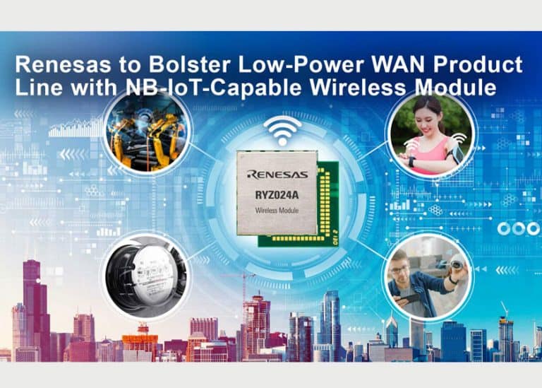 Renesas espande la linea di prodotti WAN a basso consumo con un nuovo modulo wireless NB-IoT