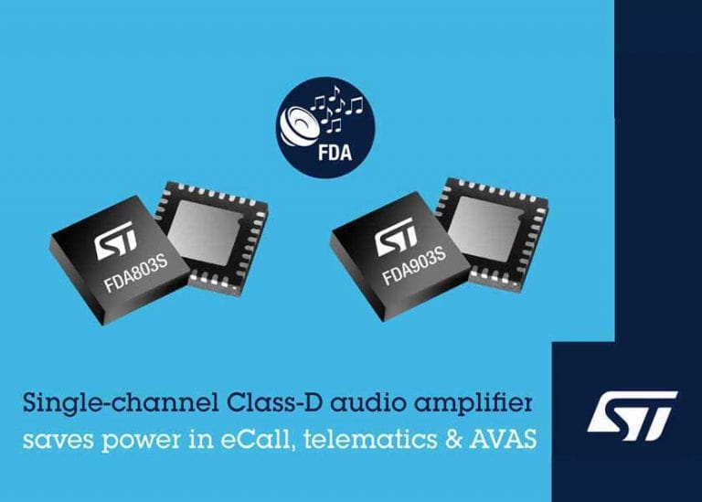 STMicroelectronics presenta nuovi amplificatori di potenza audio per telematica e avvisi di sicurezza all’interno degli autoveicoli