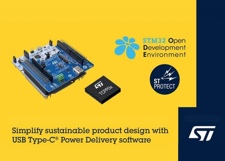 Per semplificare la progettazione dei prodotti USB Power Delivery, STMicroelectronics aggiorna il pacchetto X-CUBE-TCPP