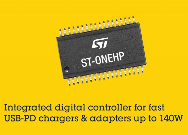 STMicroelectronics amplia la famiglia di controller ST-ONE per applicazioni USB Power Delivery fino a 140 W