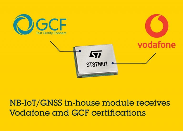 STMicroelectronics annuncia l’ottenimento della certificazione Vodafone NB-IoT per i suoi moduli NB-IoT e GNSS ST87M01