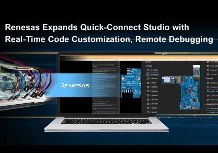 Renesas espande Quick Connect Studio con personalizzazione del codice in tempo reale e debug remoto